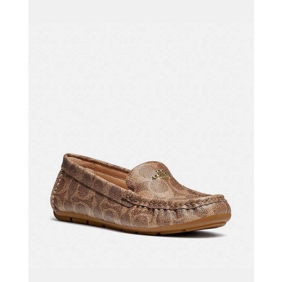 Coach Marley Loafer Women’s Tan Coated Canvas Slip-On Logo Comfort Flat Casual - Picture 1 of 4